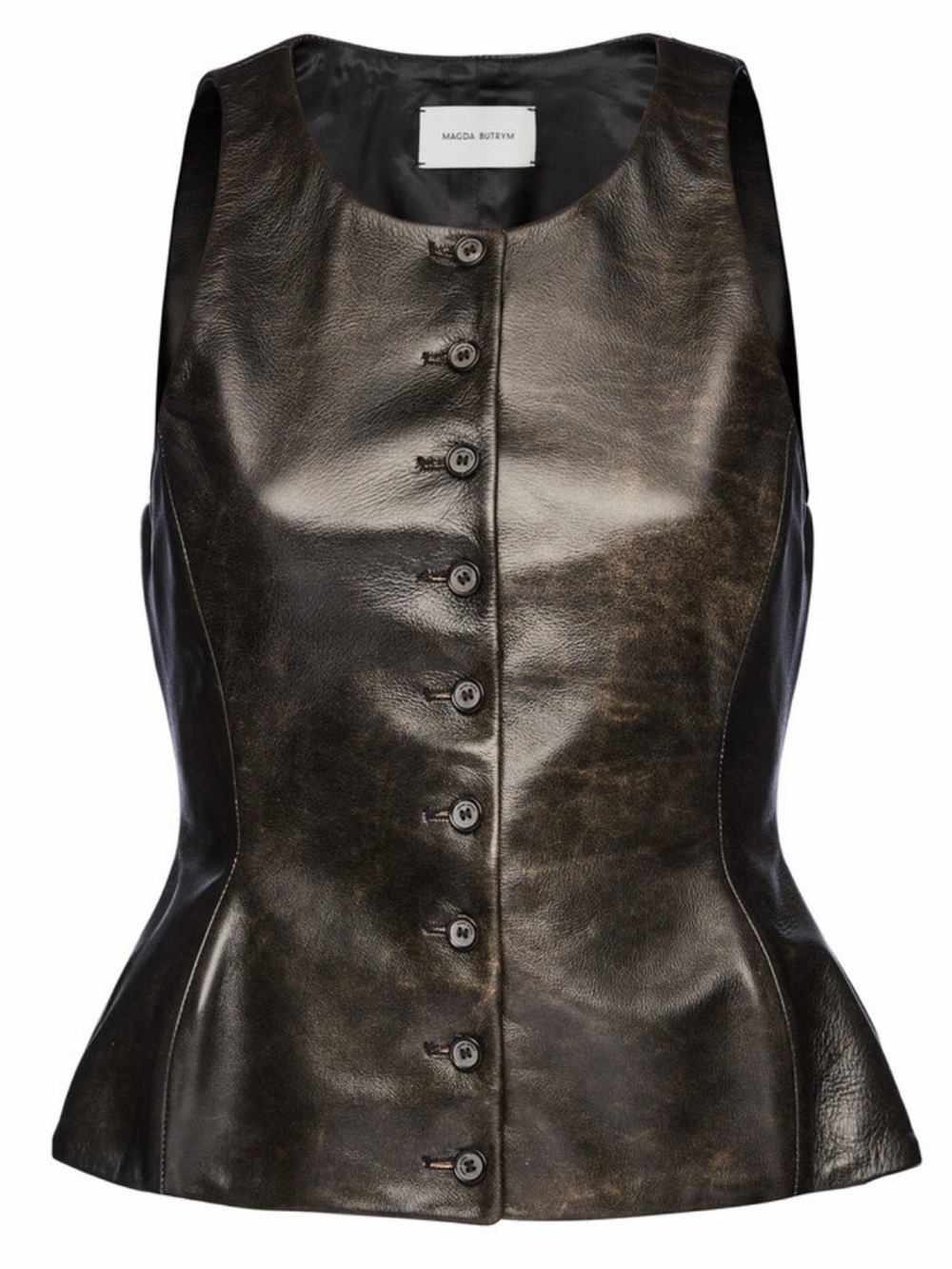 Magda Butrym Peplum Leather Vest Black Sheep Leather EU 42 US 10 Resort ’25